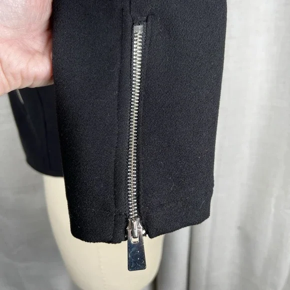 Anine Bing Women's Medium Felt Moto Classic Jacket Black Biker Zippers Punk Rock - Picture 6 of 11